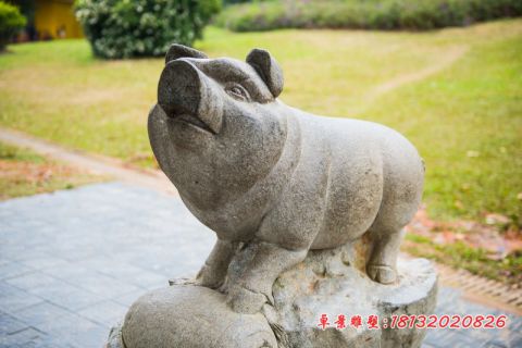 公园仿古石雕猪