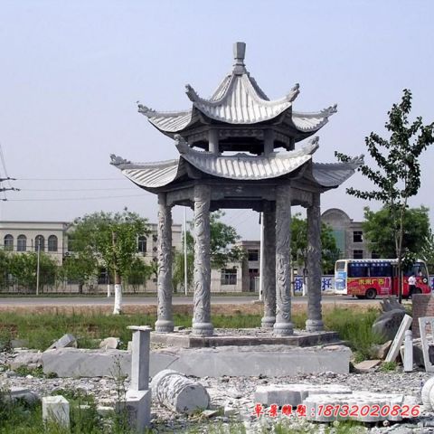 双层仿古凉亭石雕
