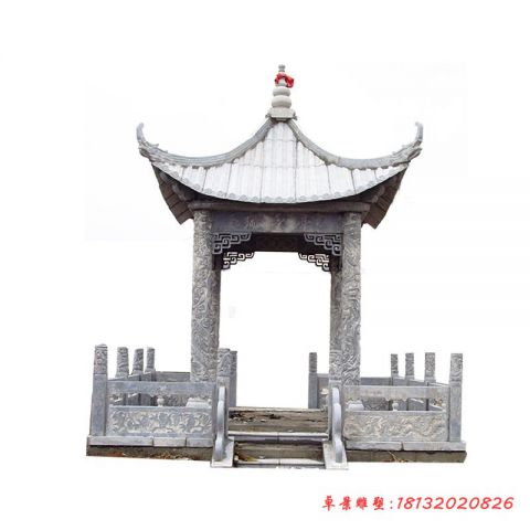 大理石仿古四角凉亭石雕