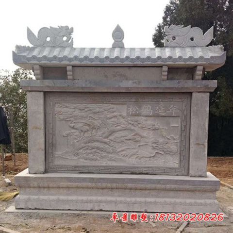 仿古松鹤延年影壁石雕