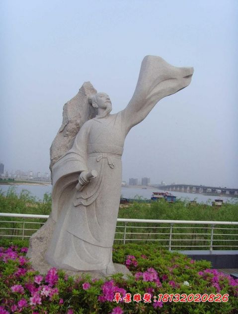 大理石古代名人李白石雕