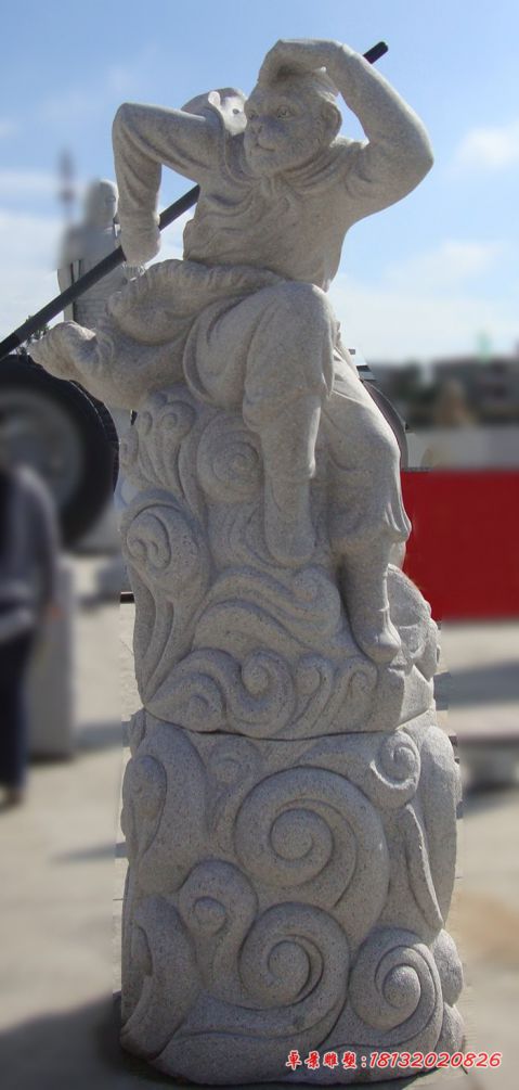 大理石神话人物腾云的孙悟空石雕