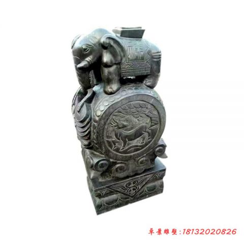 门前青石仿古大象石雕门墩