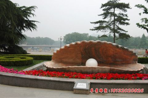 公园景观晚霞红贝壳珍珠石雕