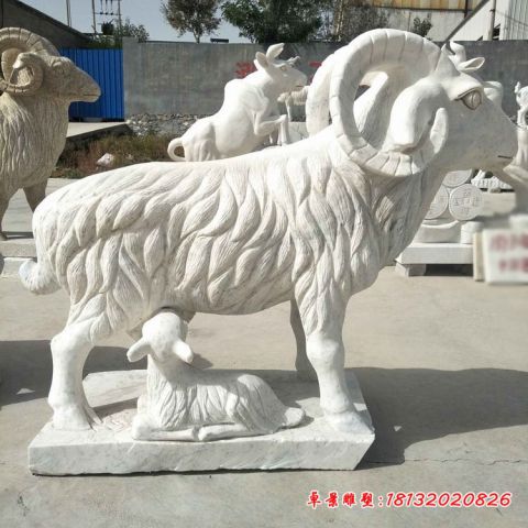 汉白玉动物羔羊跪乳石雕