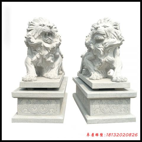 汉白玉酒店门口欧式狮子石雕