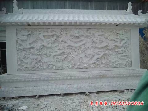 大理石龙浮雕石影壁