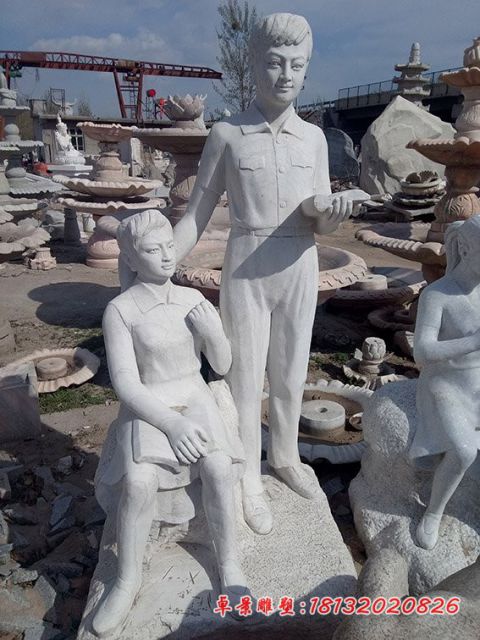 校园人物学生石雕