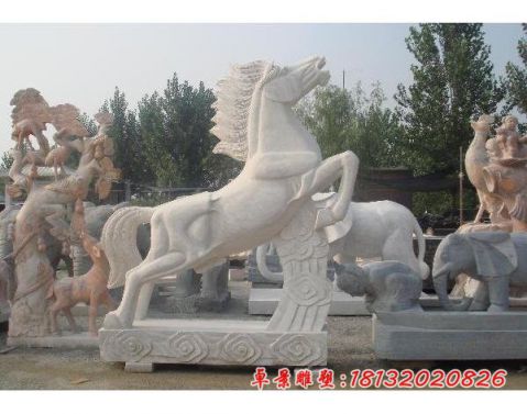 公园大理石祥云奔马石雕