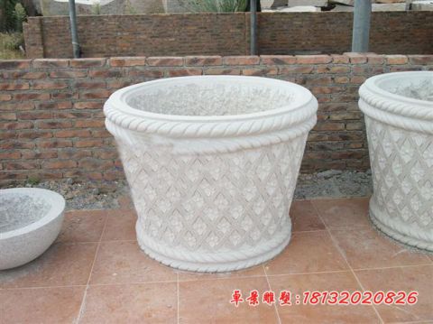 编织花纹浮雕石花盆