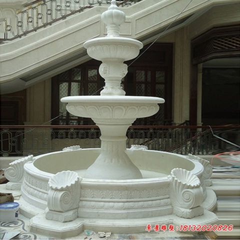 汉白玉三层石喷泉