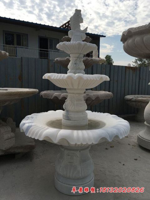 三层鲤鱼喷泉石雕