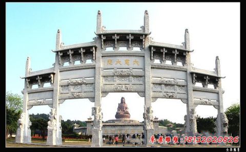 五门五楼冲天牌坊石雕