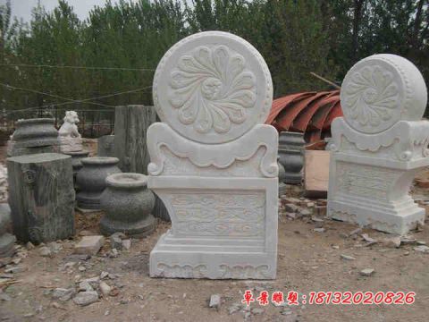 仿古花朵浮雕门墩