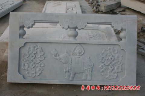 大理石大象浮雕石栏板