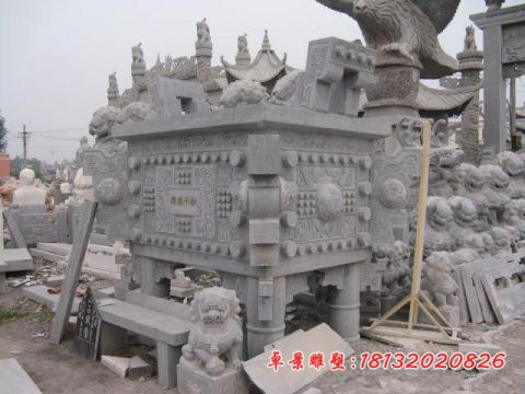 仿古鼎盛千秋四足方鼎石雕