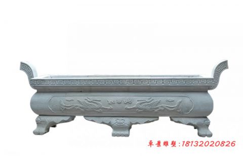 寺庙大理石四足方形香炉石雕