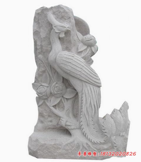 公园凤凰牡丹花石雕