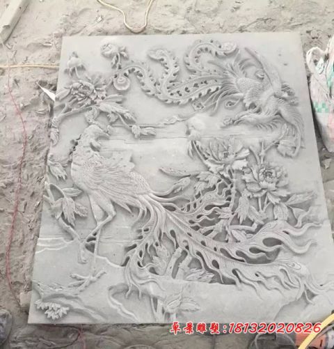 公园壁画凤凰石浮雕