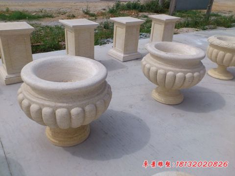 公园园林大理石花盆石雕