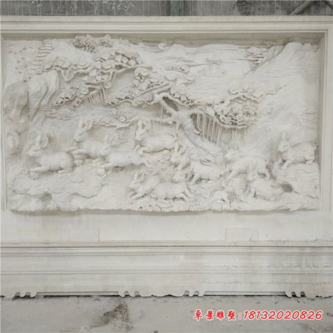 公园兔子石浮雕壁画