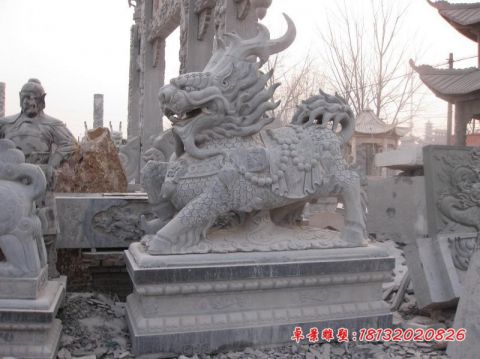 青石仿古门口麒麟石雕