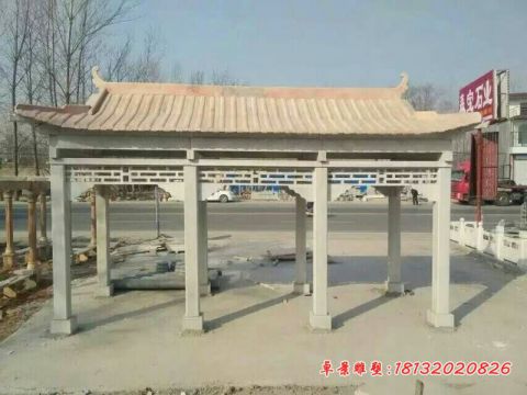 庭院大理石带顶走廊石雕