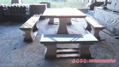 公园方形石桌凳石雕
