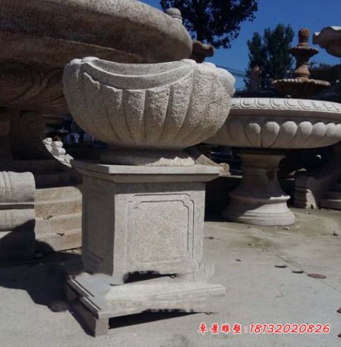 公园景观仿古石花盆