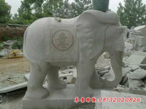 门口仿古如意石雕大象