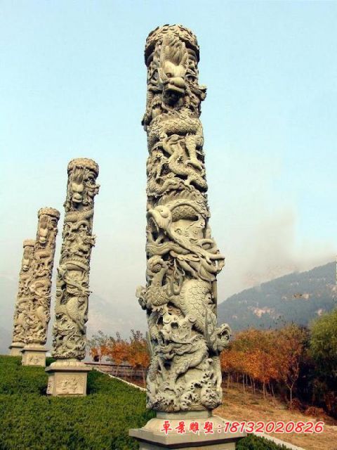 景区大理石盘龙柱