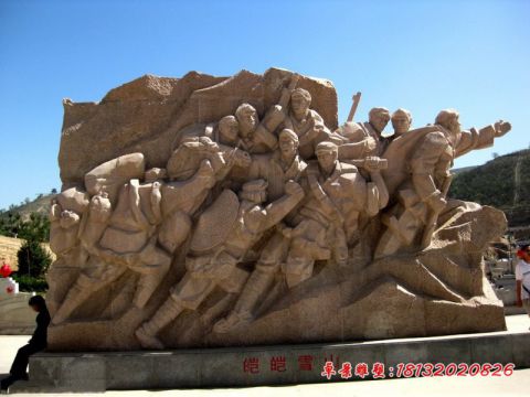 广场人物红军长征石雕