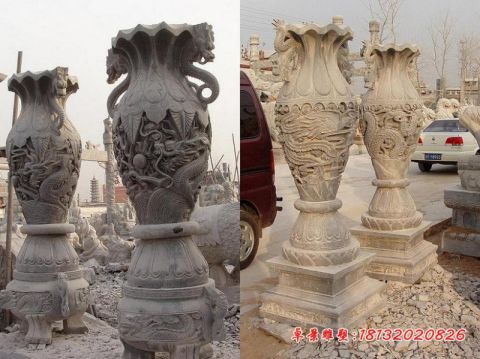 青石仿古大型花瓶石雕