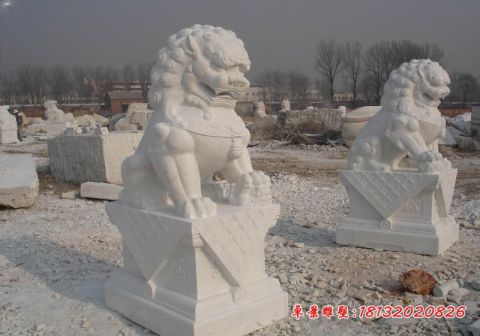 小区门前汉白玉北京狮石雕