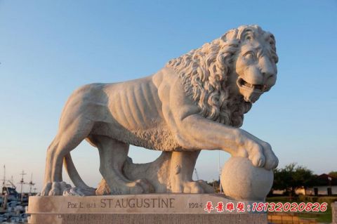 广场踩球欧式狮子石雕