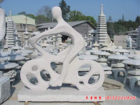 公园抽象骑摩托车人物石雕
