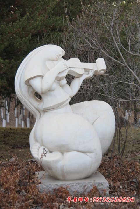 抽象拉小提琴人物石雕