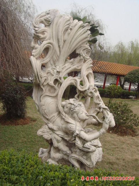 公园敦煌壁画飞天人物石雕