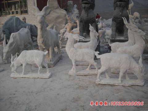 大理石公园动物石雕山羊