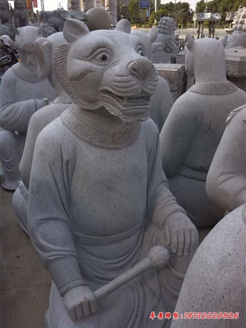 公园大理石兽首人身十二生肖石雕