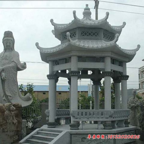 景区大理石双层石凉亭