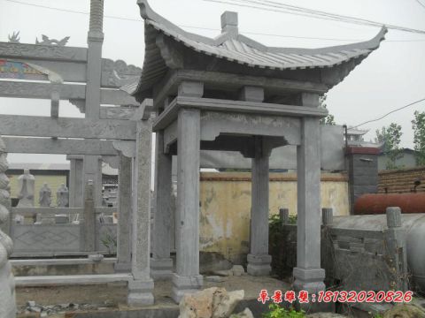 园林仿古四角凉亭石雕