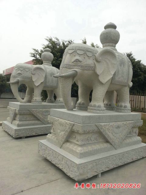 门口大理石招财驮宝大象