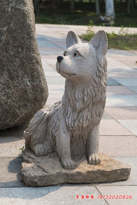 公园大理石动物小狗石雕