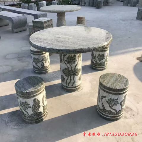 公园大理石圆形石桌凳