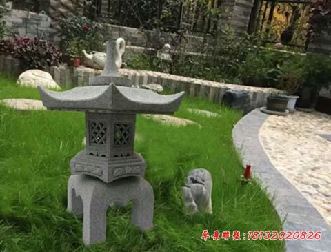 公园草地小型照明石灯