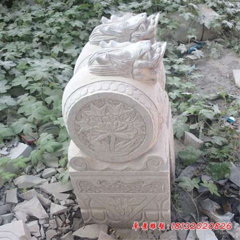 大理石龙头门墩石雕