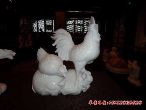 公园动物汉白玉鸡石雕