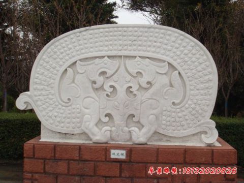 公园大理石双龙佩玉佩石雕