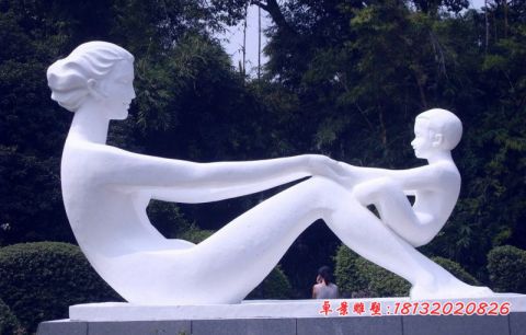 汉白玉母子公园人物石雕